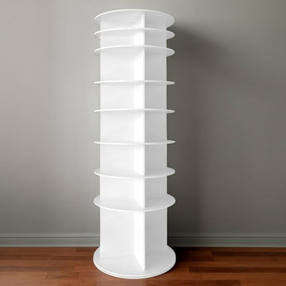 Shoe Organizer 6-Tier Spinning Shoe Rack - 360° Rotating Storage Organizer for 20-30 Pairs, Space Saving Narrow Design for Entryway/Closet Closet Handbag Display Rotate (White04)