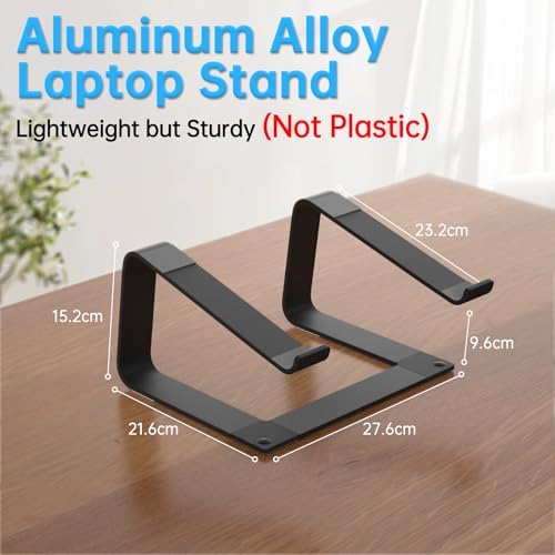 Laptop Stand for Desk Portable Computer Riser Metal Notebook Holder Printer Stand Office Desk Accessories Compatible with MacBook Air, Pro, Dell, HP, Lenovo and All 10-16" Laptops, Black - Image 2
