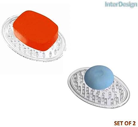 iDesign Plastic Soap Saver, Holder Tray for Bathroom Counter, Shower, Kitchen, 0.75 in. x 3.25 in. x 4.75 in., Clear