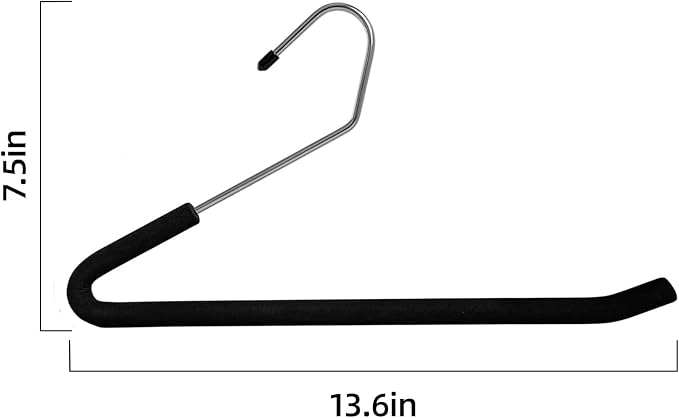 Heavy-Duty Pants Hangers Non-Slip, Foam Open Ended Slacks Pants Hangers for Men and Women, Space Saving Metal Trousers Hangers for Closet, Skirt and Jean Hangers, Black (10)