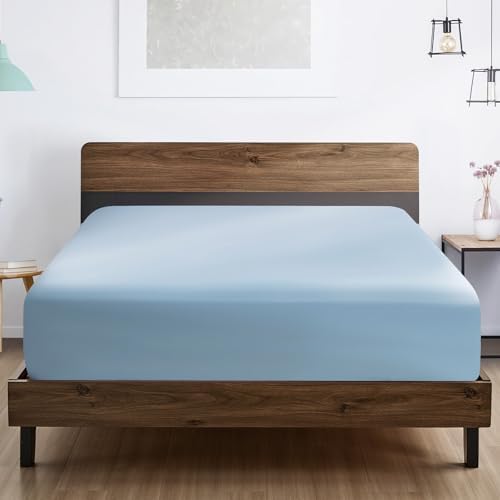 FreshCulture Twin XL Fitted Sheet Only - Hotel Quality Ultra Soft & Breathable Brushed Microfiber Fitted Sheet with 21 Inch Deep Pockets - Fits Twin XL Size Bed (Light Blue) - Image 6