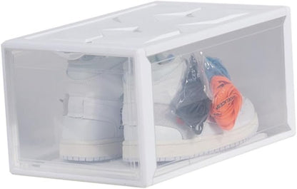 BESPORTBLE Plastic Basketball Shoe Box 36X26X20Cm White Assembly Shoes Container Storage Organizer for Home Closet
