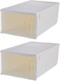 Happyyami Shoe Storage Box Set 2pcs Large Capacity Plastic Shoe Organizer with Lid for Home Closet and Stackable