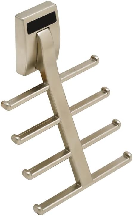 TAG Hardware Premium Space Saving Eight Tie Storage Hook Cleat Mount Organizer Rack for Home and Business (MATT Nickel)