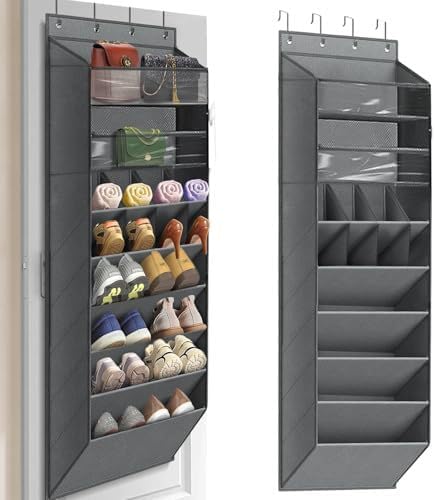Multi 8 Shelves Over The Door Shoe Organizer, Hanging Shoe Holder with Deep Pockets, Narrow Shoe Rack for Boots Storage, Over Door Organizer for Home, Apartment, Daily Necessities