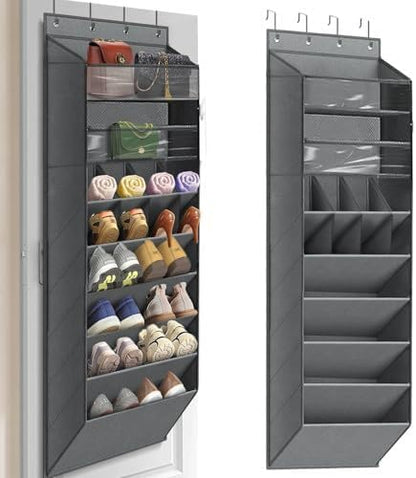 Multi 8 Shelves Over The Door Shoe Organizer, Hanging Shoe Holder with Deep Pockets, Narrow Shoe Rack for Boots Storage, Over Door Organizer for Home, Apartment, Daily Necessities