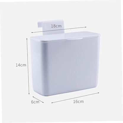 WOONEKY Cabinet Door Hanging Cosmetic Storage Box with Lid Multifunctional Plastic Sundries Organizer for Bathroom -Saving Design Easy Installation White