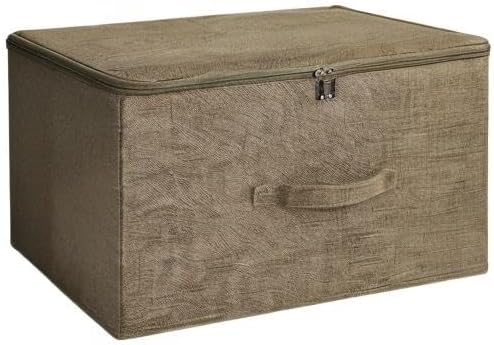 ANMINY 2PCS Storage Bins with Zipper Lids 51.9 Qt Lidded Fabric Storage Boxes Baskets Cubes with Handles Collapsible Washable Cotton Linen Closet Shelf Clothes Organizer - Coffee, Extra Large