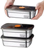 Fridge Storage Box 316 Stainless Steel Food Storage Containers | Food Grade, Leakproof Kitchen Organizer | Freshness Locking, Microwavable & Freezer Safe (1000ml Pack Of 03)