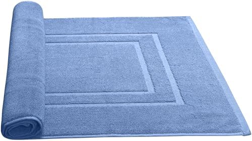 Feather & Stitch 100% Cotton Bath Mats 2 Piece 30x21 Inches, Faded Denim - Image 4