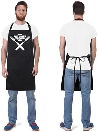 Xornis 100% Cotton Funny Apron for Men Women Adjustable Bib Aprons with 2 Pockets Grill Kitchen Cooking BBQ One Size Fits All - Image 4