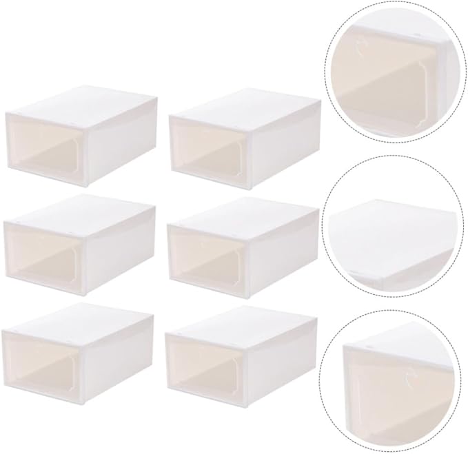 Large Capacity Plastic Shoe Storage Box with Flip Lid Drawer Design, Thickened Organizer for Women’s Shoes, 6pcs Set for Closet and Home Storage