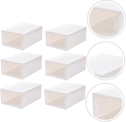 Large Capacity Plastic Shoe Storage Box with Flip Lid Drawer Design, Thickened Organizer for Women’s Shoes, 6pcs Set for Closet and Home Storage