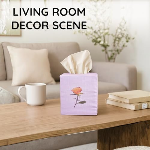 Square Tissue Box Cover Cute Set of 2, Rose & Bird of Paradise - Image 2