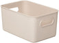 Superio Ribbed Collection - Eco-Friendly Decorative Plastic Basket Open Home Storage Bins Organizer Basket and Lid, Medium (1 Pack) Containers for Organizing Closet Storage Bins for Shelves - 5 Liter