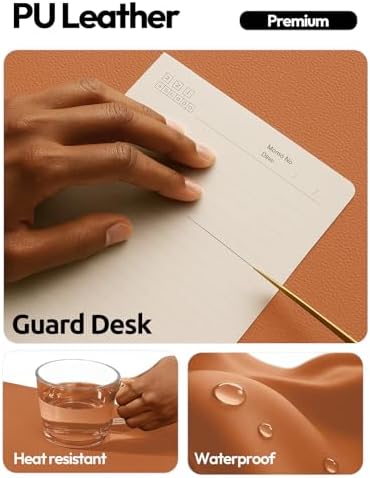 YSAGi Leather Desk Protector, Office Mat, Large Mouse Mat, Non-Slip PU Leather Blotter, Laptop Desk Pad, Waterproof Writing Pad for Office and Home (Brown, 47.2" x 23.6") - Image 3