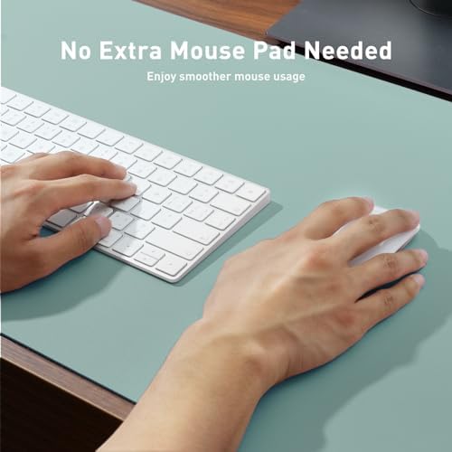 Aothia Leather Desk Pad Protector, Mouse Pad,Office Desk Mat, Non-Slip PU Leather Desk Blotter, Laptop Desk Pad, Waterproof Desk Writing Pad for Office and Home (36" x 17", Light Blue) - Image 4