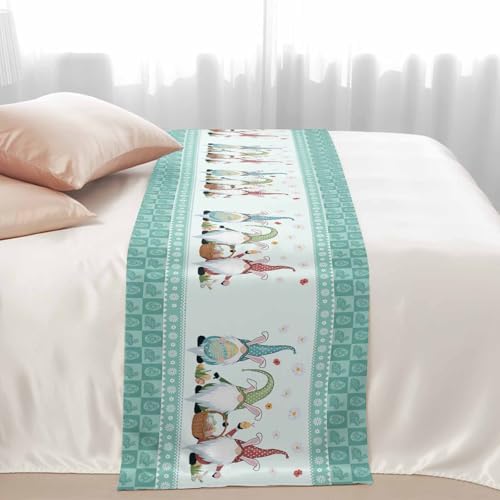 Happy Easter Day Gnomes Bed Runners for Bedroom Hotel,Decorative Bedding Scarf Bunny and Eggs Lattice Bed End Blanket Bedding Runner Scarves for Queen Size Beds,94x20in - Image 7