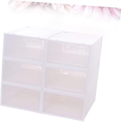Stackable Shoe Organizer 6pcs Thickened Shoes Storage Box Plastic Container for Small Spaces Dorm Rooms