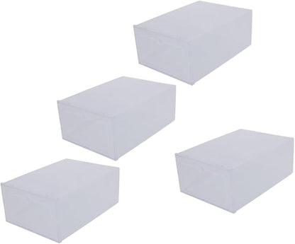 4pcs Shoe Storage Boxes Sturdy Pp Drawer Type Organizers for Home Stackable Design for Easy Access for Shoes Boots and Sneakers