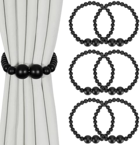 KLOGTSIND Magnetic Curtain Tiebacks, 6 Pack Wood Bead Curtain Holdbacks by KLOGTSINDDirect