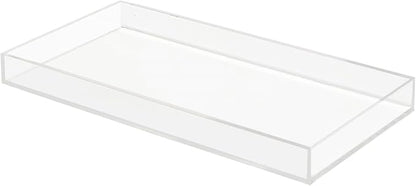 ROYALITA Acrylic Tray Bathroom Tray for Countertop, Guest Towel Holder Tray for Napkin Perfume Jewelry Makeup, Vanity Trays for Soap Dispenser, Aromatherapy, Cup & Candle, Clear
