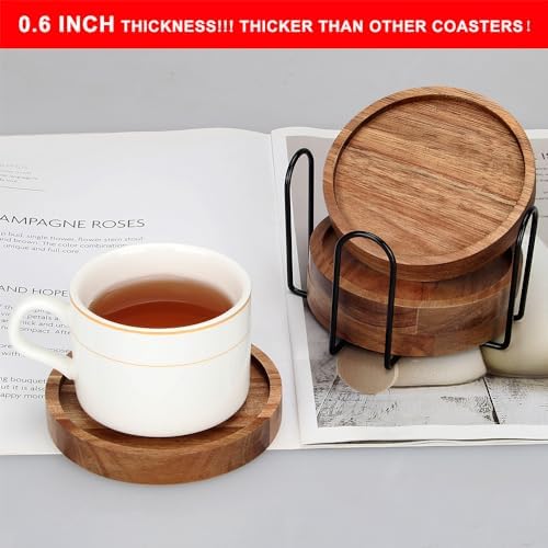 Wood Coasters Set of 4 Farmhouse Outdoor Coster for Drink Patio Table Decor - Image 3