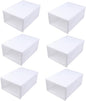 6pcs Stackable Shoes Organizer Plastic Shoe Storage Boxes Drawer Design Space-saving Case for and Accessories Round White