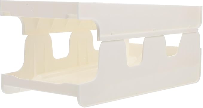 FRCOLOR Double Layer Refrigerator Beer Can Organizer Storage Box, White Plastic Soda Can Dispenser Holder for Kitchen Fridge Beverage Storage