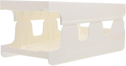 FRCOLOR Double Layer Refrigerator Beer Can Organizer Storage Box, White Plastic Soda Can Dispenser Holder for Kitchen Fridge Beverage Storage