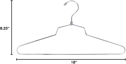 NAHANCO Metal Shirt Hanger, 18" Chrome-Plated, Standard Hook (Pack of 100)