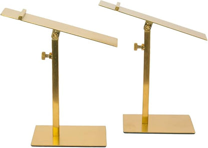 Shoe Display Stand Golden, Risers Stand Countertop Adjustable Shoe Rack Retail Supplies Stainless Steel Shoe Display, 2 Sets of Shoe Rack (Style2, Golden)