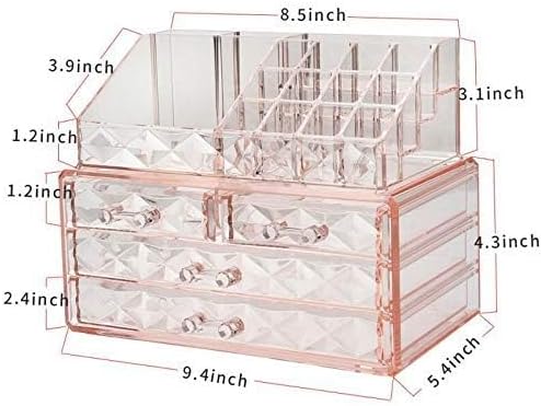 ZHIAI Stackable cosmetic organizer with drawers, easy to organize cosmetic products accessories Suitable for vanity, toilet, bathroom and bedroom organization and storage