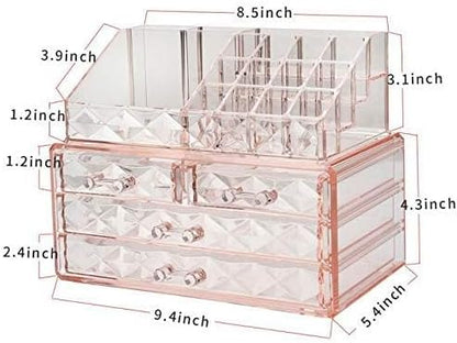 ZHIAI Stackable cosmetic organizer with drawers, easy to organize cosmetic products accessories Suitable for vanity, toilet, bathroom and bedroom organization and storage