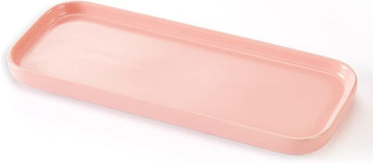 Ceramic Bathroom Tray,Kitchen Sink Organizer Tray,Cosmetics Holder (Pink)
