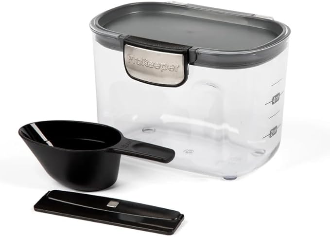 ProKeeper+ by Progressive International Clear Plastic Airtight Food Baker's Kitchen Storage Organization Container Canister Set with Magnetic Accessories (Specialty Flour 1.5-Quart)