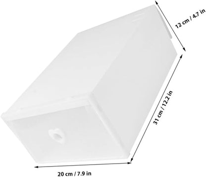 CHILDWEET 3pcs Thickened Pp Plastic Shoe Storage Boxes with Drawers, Dustproof and Moisture-resistant Organizer for High-heeled Shoes and Sneakers, 31×20×12cm, White, Stackable Closet