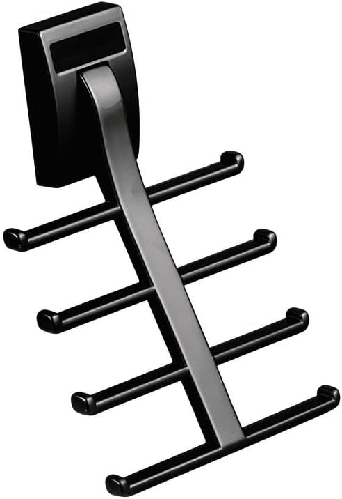 TAG Hardware Premium Space Saving Eight Tie Storage Hook Cleat Mount Organizer Rack for Home and Business (New Black)