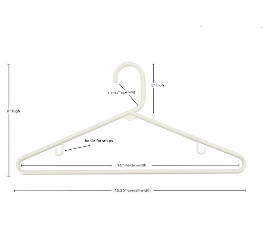 NAHANCO Plastic Tubular Hangers - 16 1/4" Ivory (Pack of 144)
