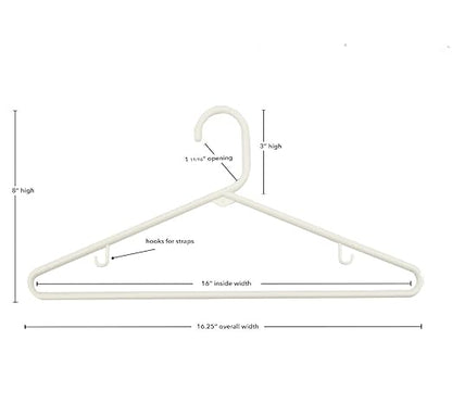 NAHANCO Plastic Tubular Hangers - 16 1/4" Ivory (Pack of 144)