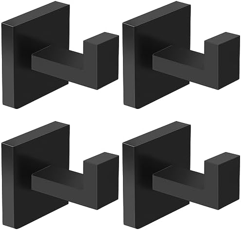 IBosins 4-Pack Towel Hooks Hand Towel Holder Bathroom Robe Hanger Black by IBosins