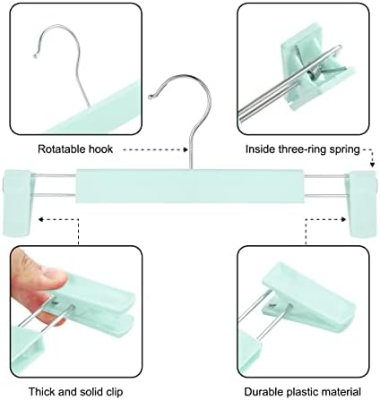 GUANJUNE Clothes Pants Hangers, Space-Saving Skirt Holders with 360 ° Swivel Hooks, Adjustable Clips, Trouser Hangers, Clothes Coat Garment Jeans Hangers (30 Pack, Green) - Image 2
