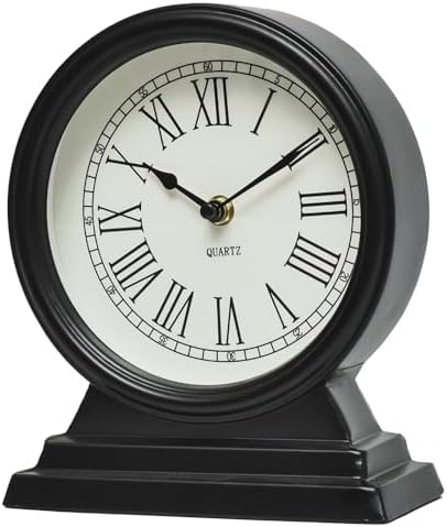 EMAX HOME Black Mantel Clock - Classy Vintage Style Table Clock for Living Room Décor,Silent Non-Ticking Mantel Clocks for Living Room by EMAXHOME