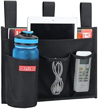 Zafit Hanging Bedside Caddy, Bedside Storage Organizer for Magazine, Phone, Remote control (4 Pockets-Black) - Image 2