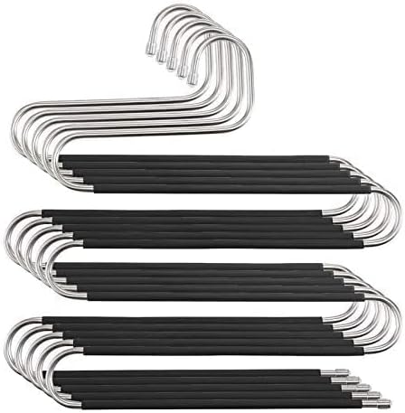 5 Packs Pants Hangers S-Shaped S-Type Space Saving Pants Non-Slip Hangers Trouser Hangers Stainless Steel Multi Layer Multifunctional Pant Hanger Closet Storage for Jeans Shirts for Scarfs Ties
