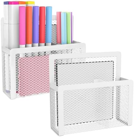 MoKo Magnetic Pen Holder, 2-Pack Mesh Organizer, White by MoKo