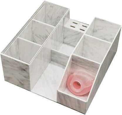 Acrylic Large Capacity Makeup Organizer, Grafting Beauty Extension Supplies Lash Storage Display, Eyelash Storage Case Brush Tweezers Cosmetic Holder (White Marble)