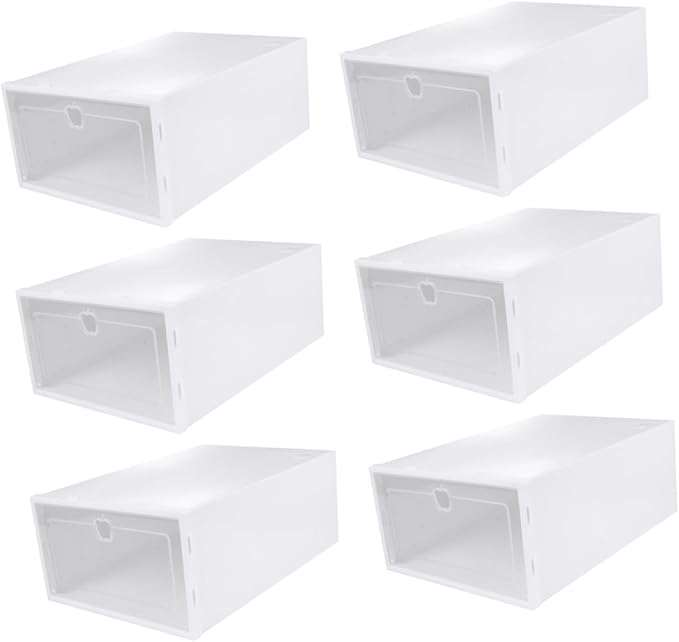 Healifty 6pcs Thickened Transparent Shoe Boxes Drawer Type Organizer for Sneakers High Heels Boots Space Saving Stackable Shoe Storage Bins with Plastic Design for Easy Viewing and Multi