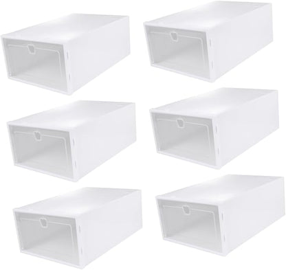 Healifty 6pcs Thickened Transparent Shoe Boxes Drawer Type Organizer for Sneakers High Heels Boots Space Saving Stackable Shoe Storage Bins with Plastic Design for Easy Viewing and Multi
