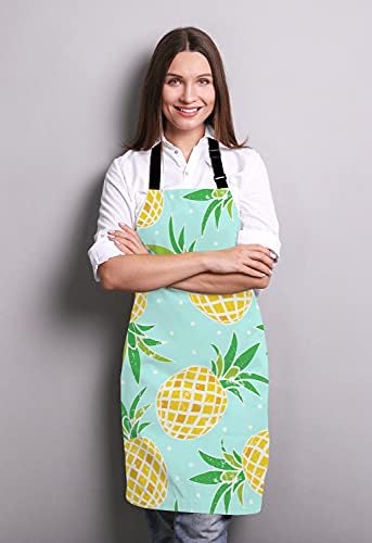 Watercolor Pineapple Apron for Women and Men, Adjustable Kitchen Chef Apron for Cooking Baking - Cute Birthday, Anniversary, Mother's Day Apron Presents for Mom Wife Girlfriend Aunt Grandma - Image 3